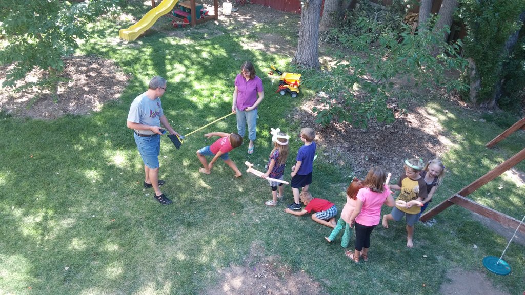 Playing limbo at a birthday party