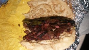 Tasty mutton sandwich on fry bread