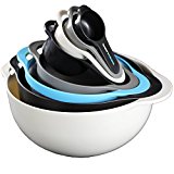 Nesting Bowls by Vesper's Kitchen Cooking Set Best Space Saving RV Camping Accessories and Supplies with Mixing Bowl, Measuring Bowl and Cups, Colander and Sifter, Compact Stackable Storage Solution