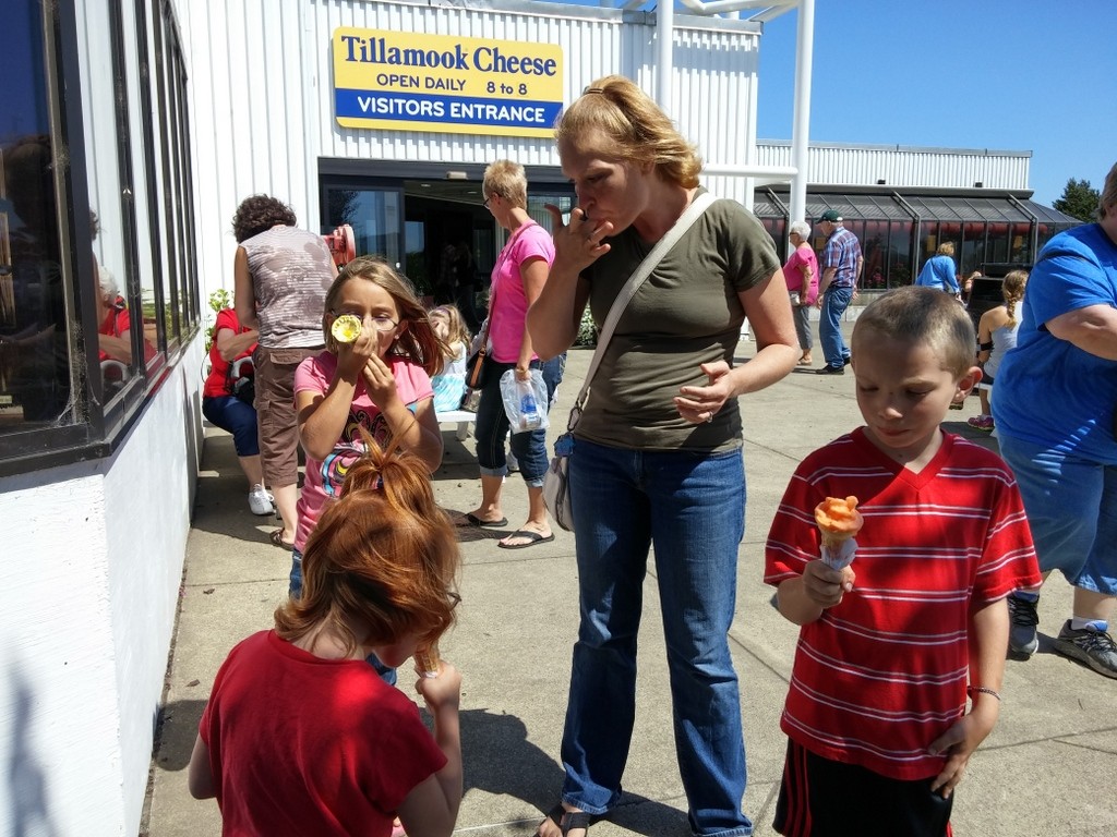 Eating ice cream at Tillamook Cheese Factory