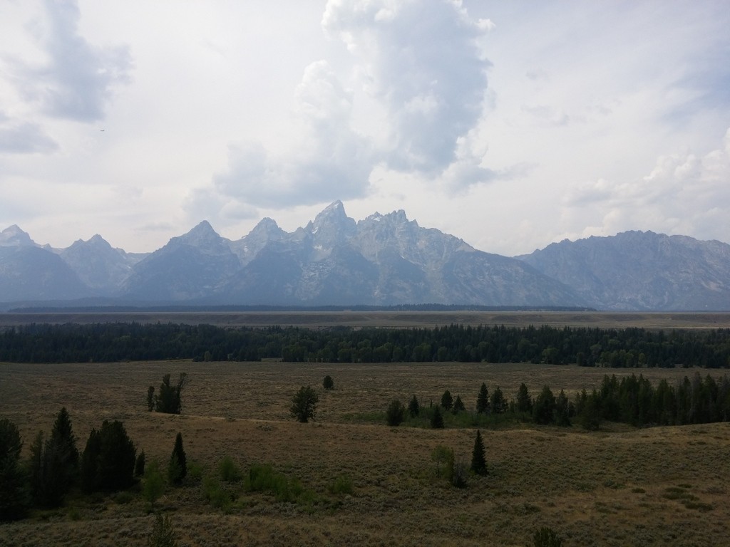 Teton Mountains - Smoky day from numerous fires in the area.
