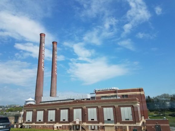 Smokestacks of original Hershey Chocolate Factory